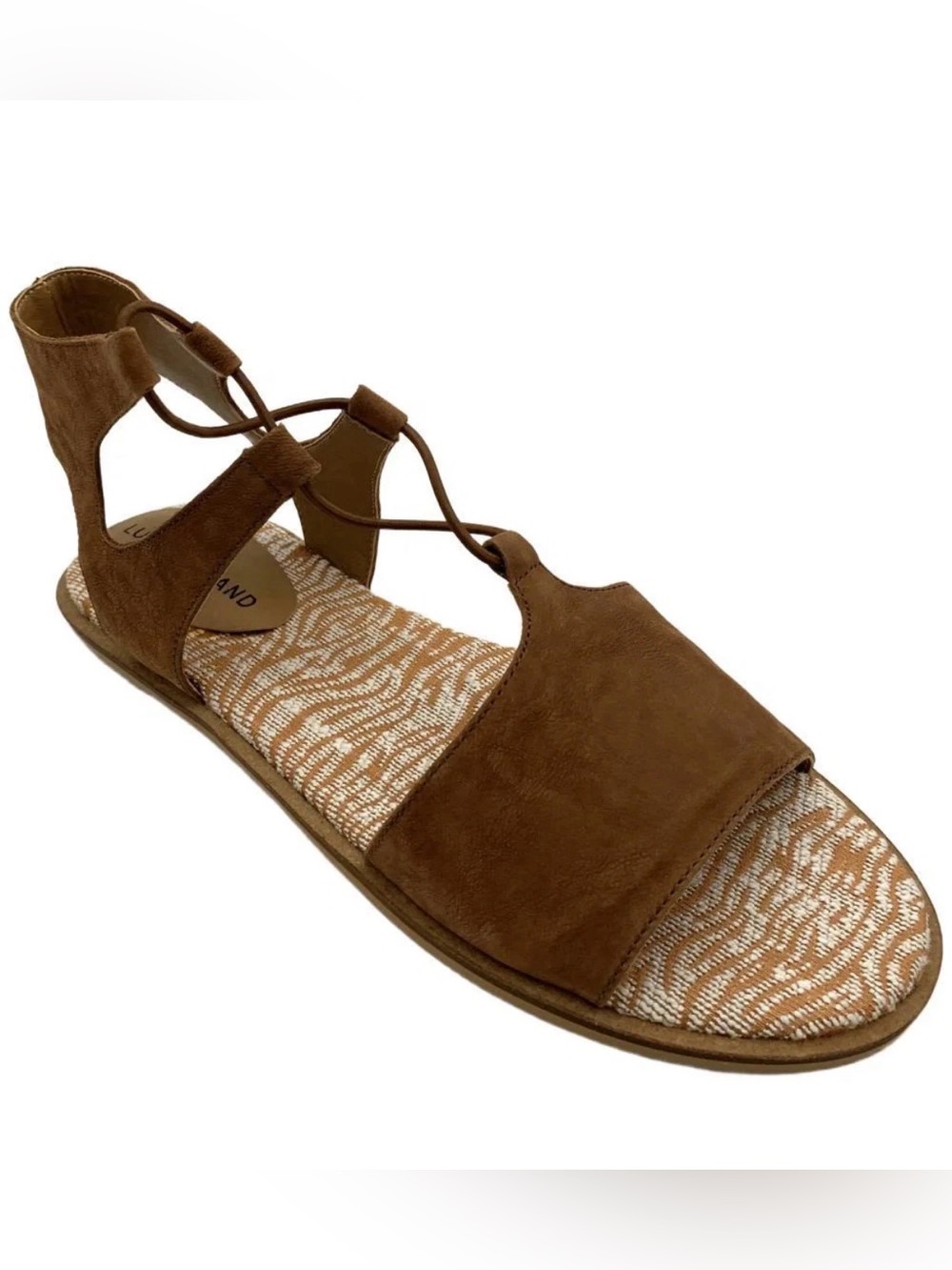 Lucky brand Womens Feray Flat Gladiator Sandals Brown Nubuck size 5.5 M